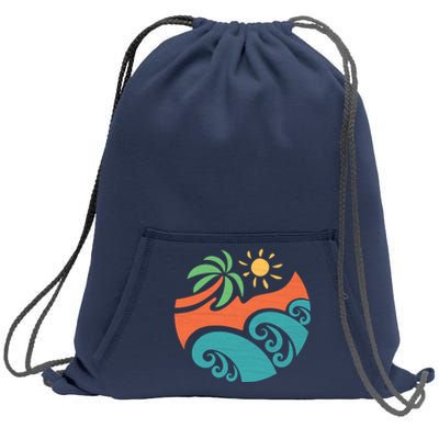 Summer Vacation Ocean Waves Sweatshirt Cinch Pack Bag