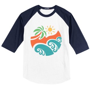 Summer Vacation Ocean Waves Baseball Sleeve Shirt