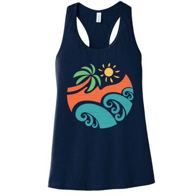 Summer Vacation Ocean Waves Women's Racerback Tank