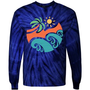 Summer Vacation Ocean Waves Tie-Dye Long Sleeve Shirt