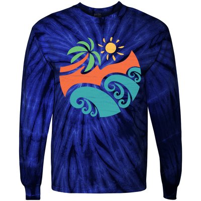 Summer Vacation Ocean Waves Tie-Dye Long Sleeve Shirt