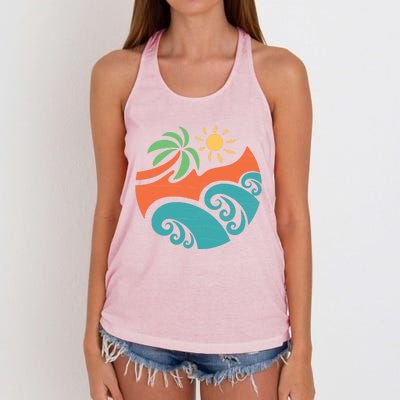 Summer Vacation Ocean Waves Women's Knotted Racerback Tank