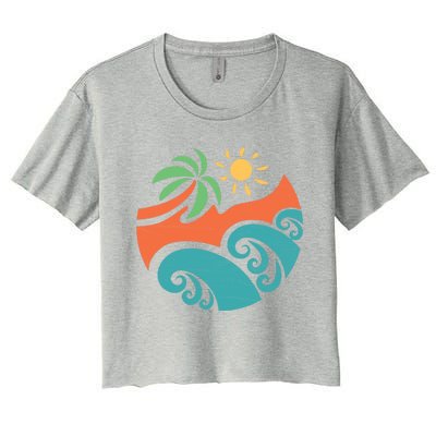 Summer Vacation Ocean Waves Women's Crop Top Tee