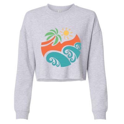 Summer Vacation Ocean Waves Cropped Pullover Crew