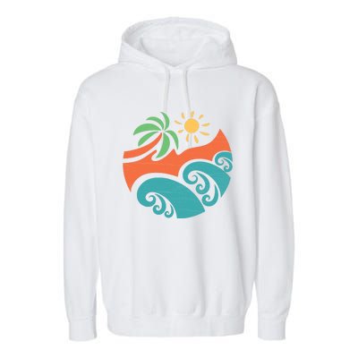 Summer Vacation Ocean Waves Garment-Dyed Fleece Hoodie