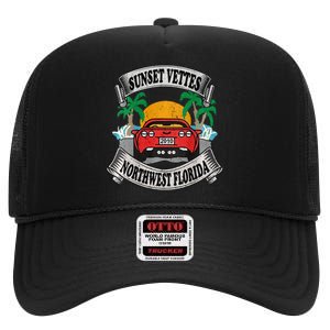 Sunset Vettes Of Northwest Florida High Crown Mesh Back Trucker Hat