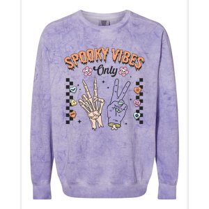 Spooky Vibes Only Skeleton Bone Hand Halloween Gift Colorblast Crewneck Sweatshirt