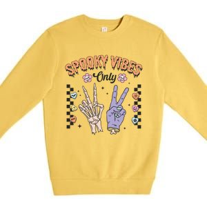 Spooky Vibes Only Skeleton Bone Hand Halloween Gift Premium Crewneck Sweatshirt