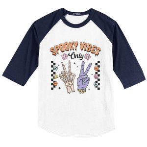 Spooky Vibes Only Skeleton Bone Hand Halloween Gift Baseball Sleeve Shirt