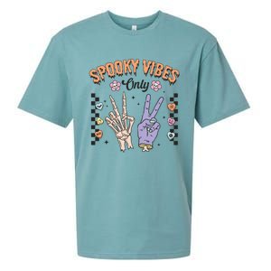 Spooky Vibes Only Skeleton Bone Hand Halloween Gift Sueded Cloud Jersey T-Shirt