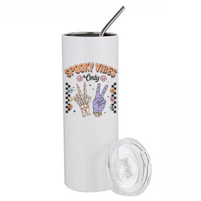 Spooky Vibes Only Skeleton Bone Hand Halloween Gift Stainless Steel Tumbler