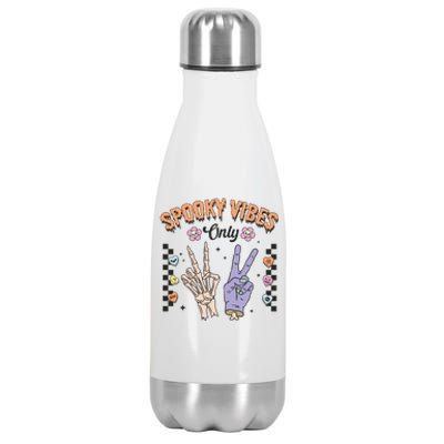 Spooky Vibes Only Skeleton Bone Hand Halloween Gift Stainless Steel Insulated Water Bottle