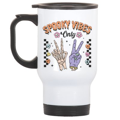 Spooky Vibes Only Skeleton Bone Hand Halloween Gift Stainless Steel Travel Mug