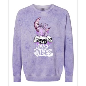 Spooky Vibes Only Halloween With Cat And Skulls Gift Colorblast Crewneck Sweatshirt