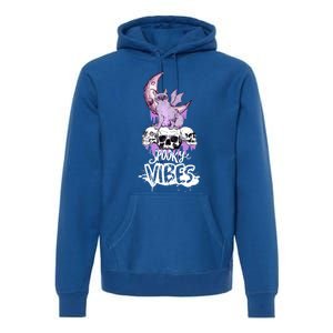 Spooky Vibes Only Halloween With Cat And Skulls Gift Premium Hoodie