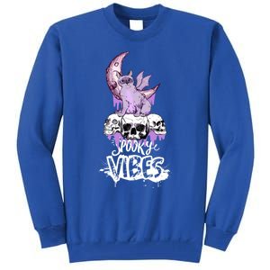 Spooky Vibes Only Halloween With Cat And Skulls Gift Tall Sweatshirt