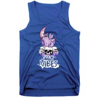 Spooky Vibes Only Halloween With Cat And Skulls Gift Tank Top