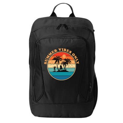 Summer Vibes Only Retro Beach Sunset City Backpack