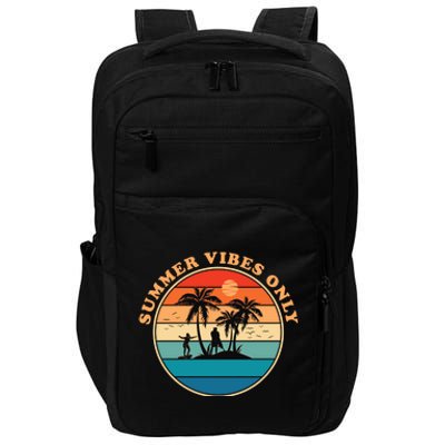 Summer Vibes Only Retro Beach Sunset Impact Tech Backpack