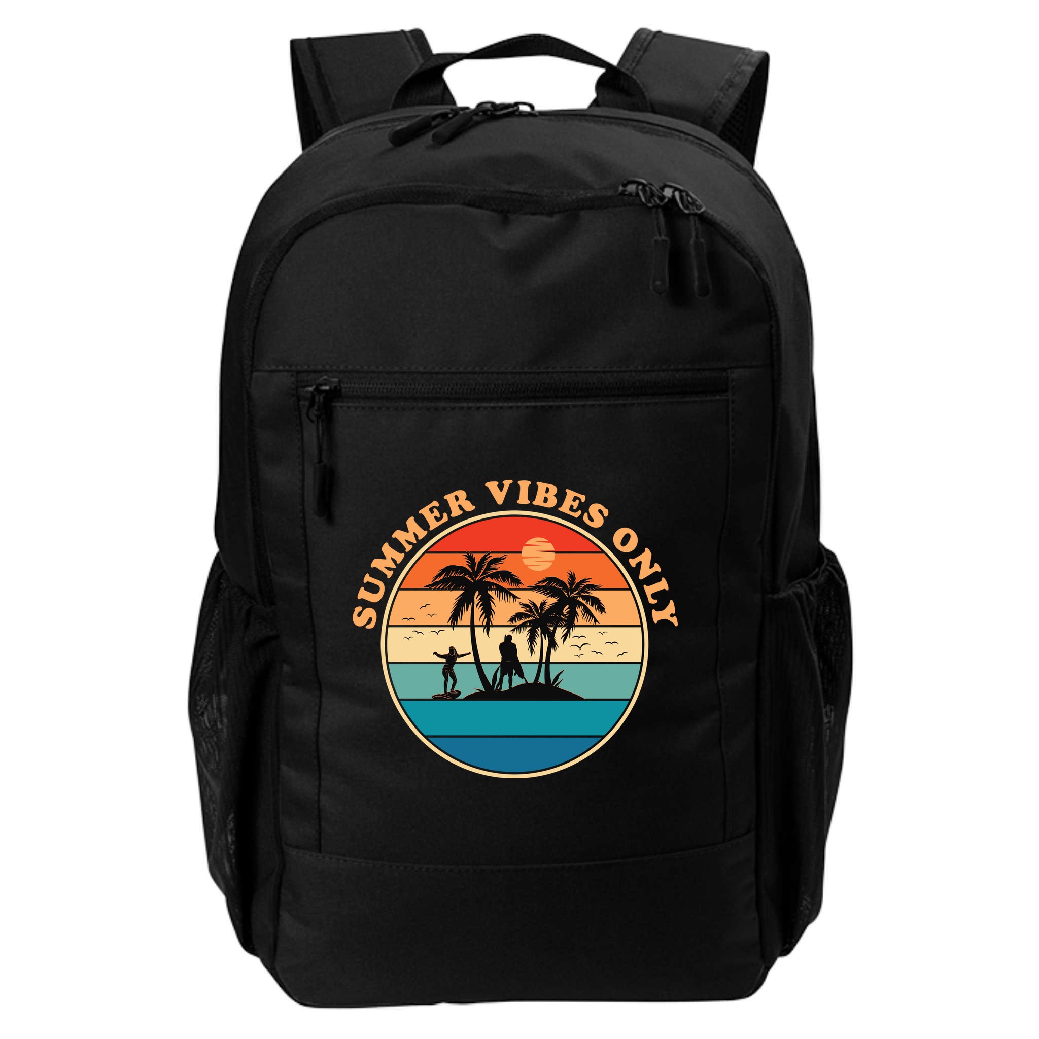 Summer Vibes Only Retro Beach Sunset Backpack