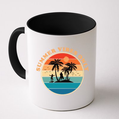 Summer Vibes Only Retro Beach Sunset Mug
