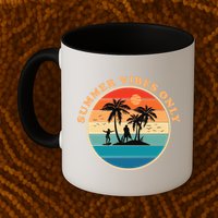 Summer Vibes Only Retro Beach Sunset Mug