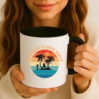 Summer Vibes Only Retro Beach Sunset Mug