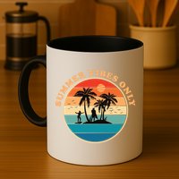 Summer Vibes Only Retro Beach Sunset Mug