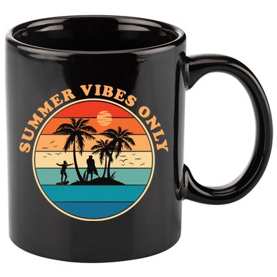 Summer Vibes Only Retro Beach Sunset 11oz C Handle Ceramic Mug