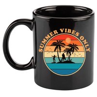 Summer Vibes Only Retro Beach Sunset 11oz C Handle Ceramic Mug