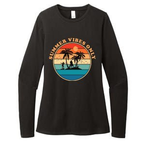 Summer Vibes Only Retro Beach Sunset Womens CVC Long Sleeve Shirt