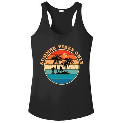 Summer Vibes Only Retro Beach Sunset Ladies PosiCharge Competitor Racerback Tank