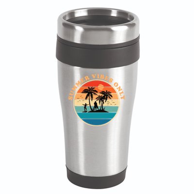 Summer Vibes Only Retro Beach Sunset 16oz Travel Tumbler
