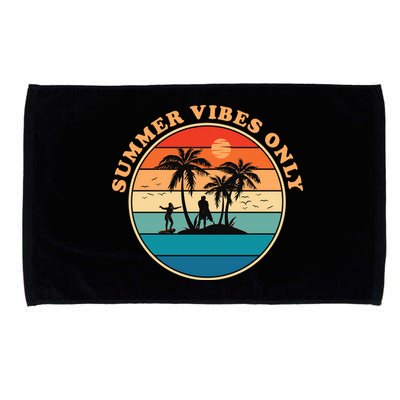 Summer Vibes Only Retro Beach Sunset Microfiber Hand Towel