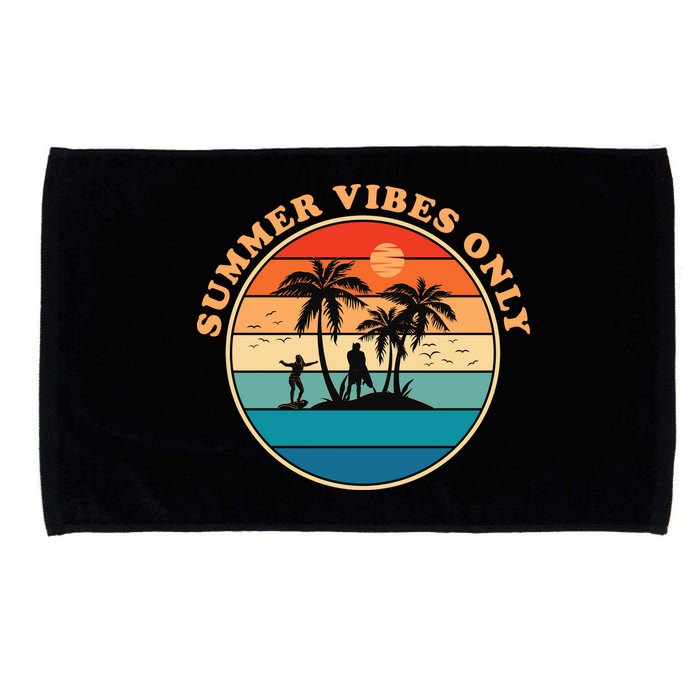 Summer Vibes Only Retro Beach Sunset Microfiber Hand Towel