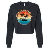 Summer Vibes Only Retro Beach Sunset Cropped Pullover Crew