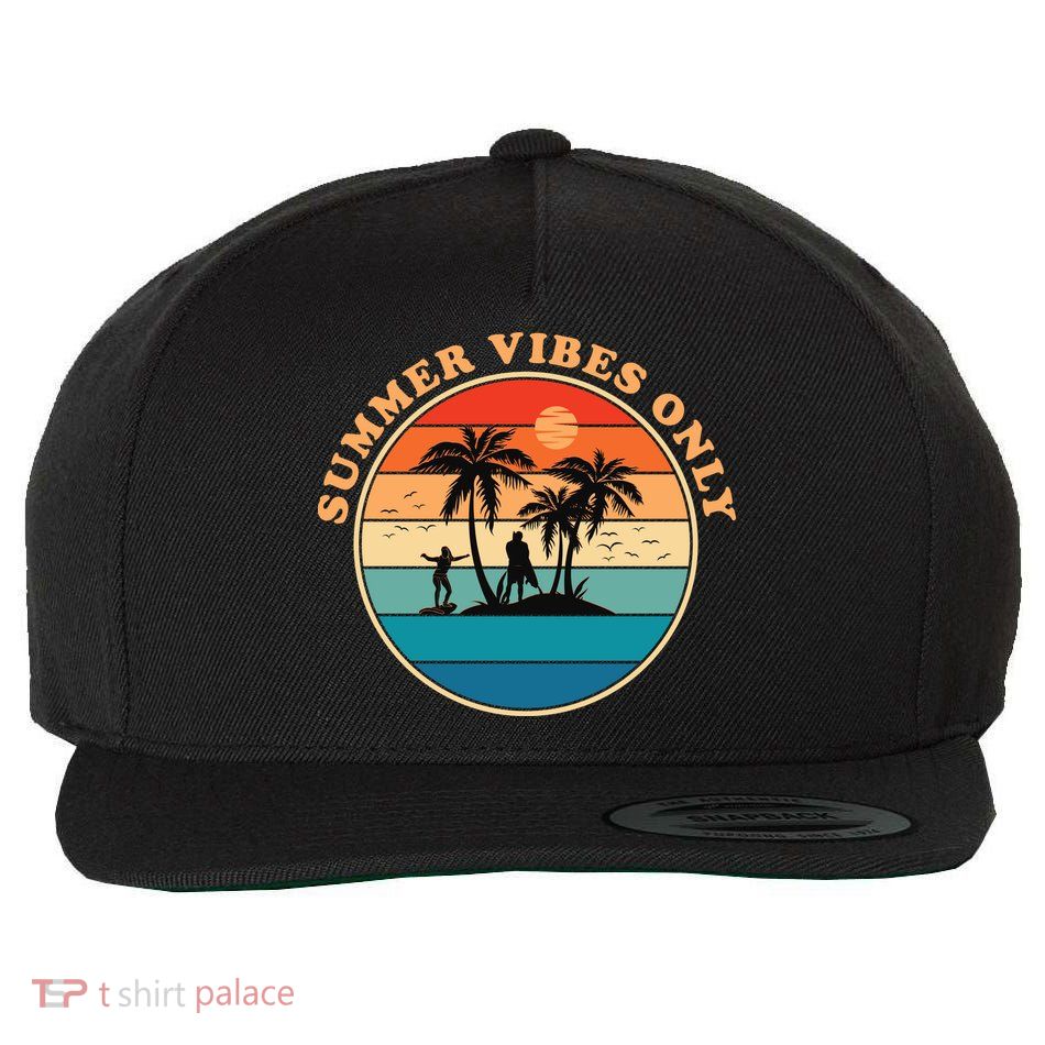 Summer Vibes Only Retro Beach Sunset Wool Snapback Cap
