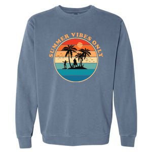 Summer Vibes Only Retro Beach Sunset Garment-Dyed Sweatshirt