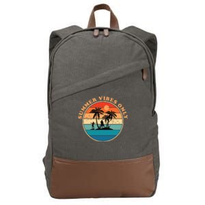 Summer Vibes Only Retro Beach Sunset Cotton Canvas Backpack