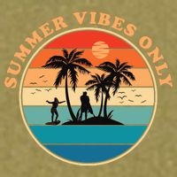 Summer Vibes Only Retro Beach Sunset Garment-Dyed Women's Muscle Tee