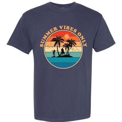 Summer Vibes Only Retro Beach Sunset Garment-Dyed Heavyweight T-Shirt