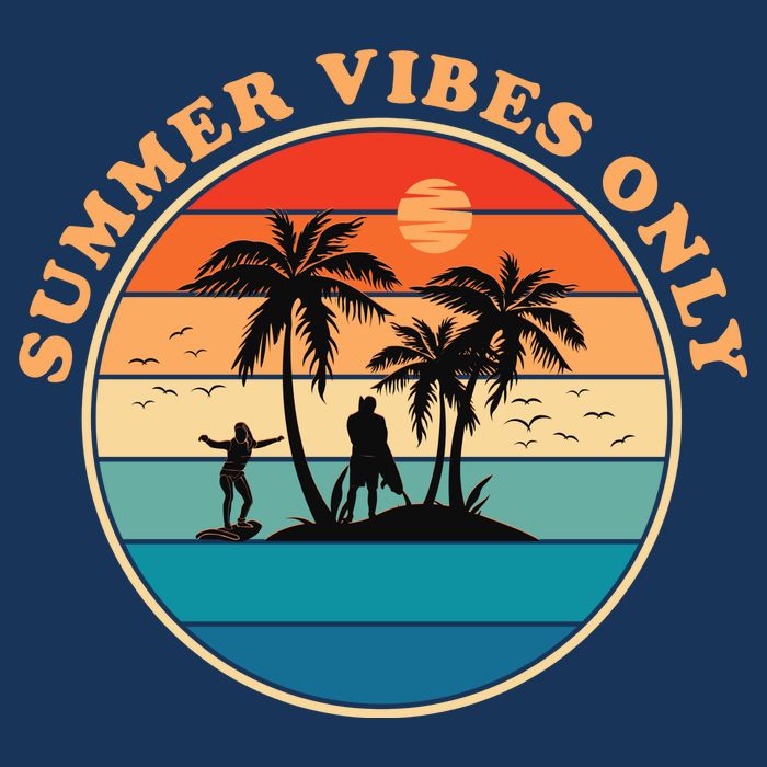 Summer Vibes Only Retro Beach Sunset 7 Panel Mesh Trucker Snapback Hat