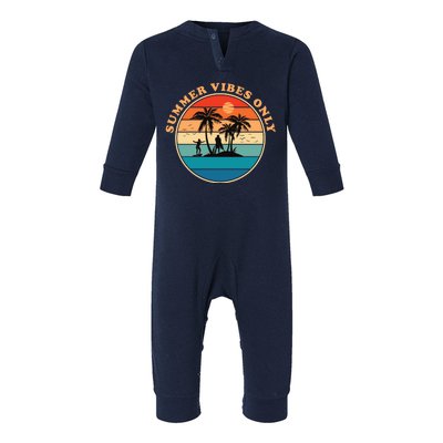 Summer Vibes Only Retro Beach Sunset Infant Fleece One Piece