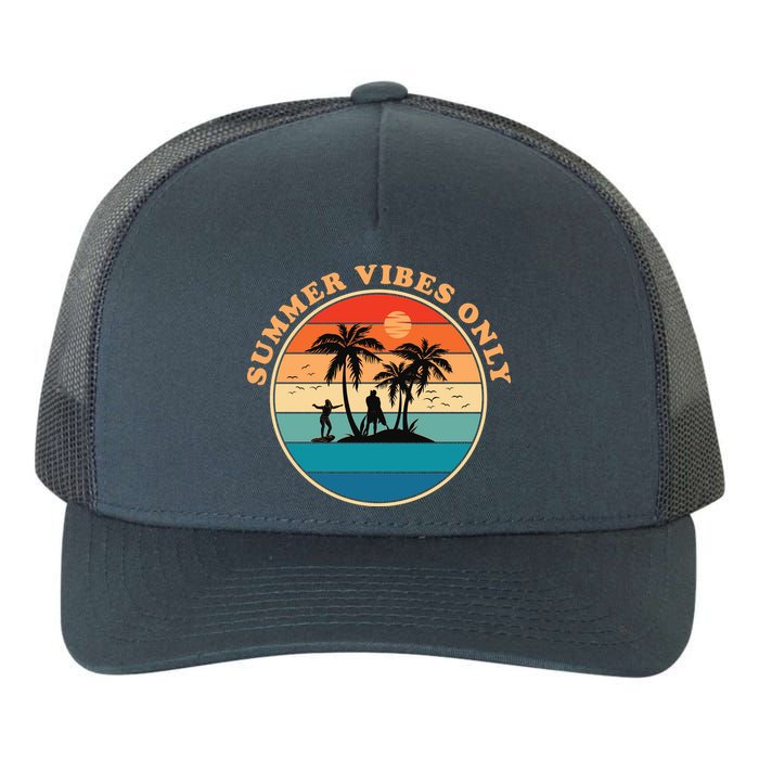 Summer Vibes Only Retro Beach Sunset Yupoong Adult 5-Panel Trucker Hat