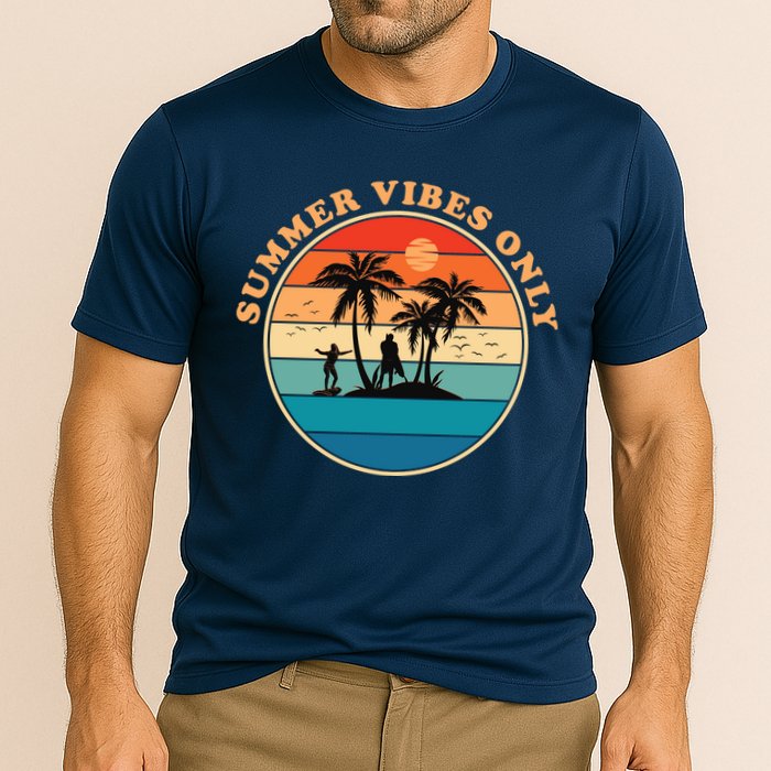 Summer Vibes Only Retro Beach Sunset Performance Shirt