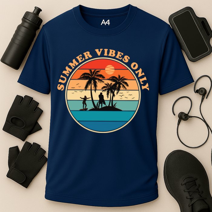 Summer Vibes Only Retro Beach Sunset Performance Shirt