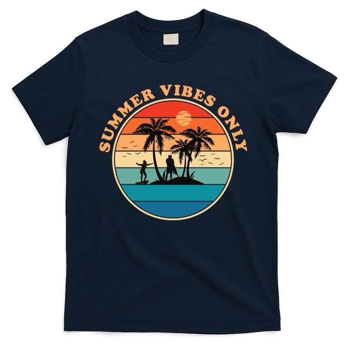 Summer Vibes Only Retro Beach Sunset T-Shirt