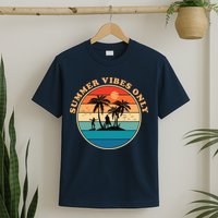Summer Vibes Only Retro Beach Sunset T-Shirt