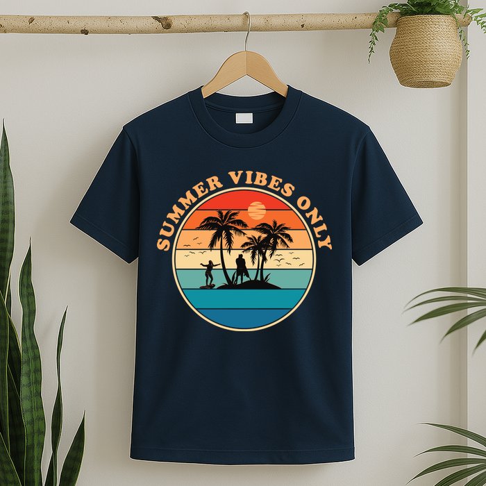 Summer Vibes Only Retro Beach Sunset T-Shirt