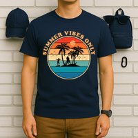 Summer Vibes Only Retro Beach Sunset T-Shirt